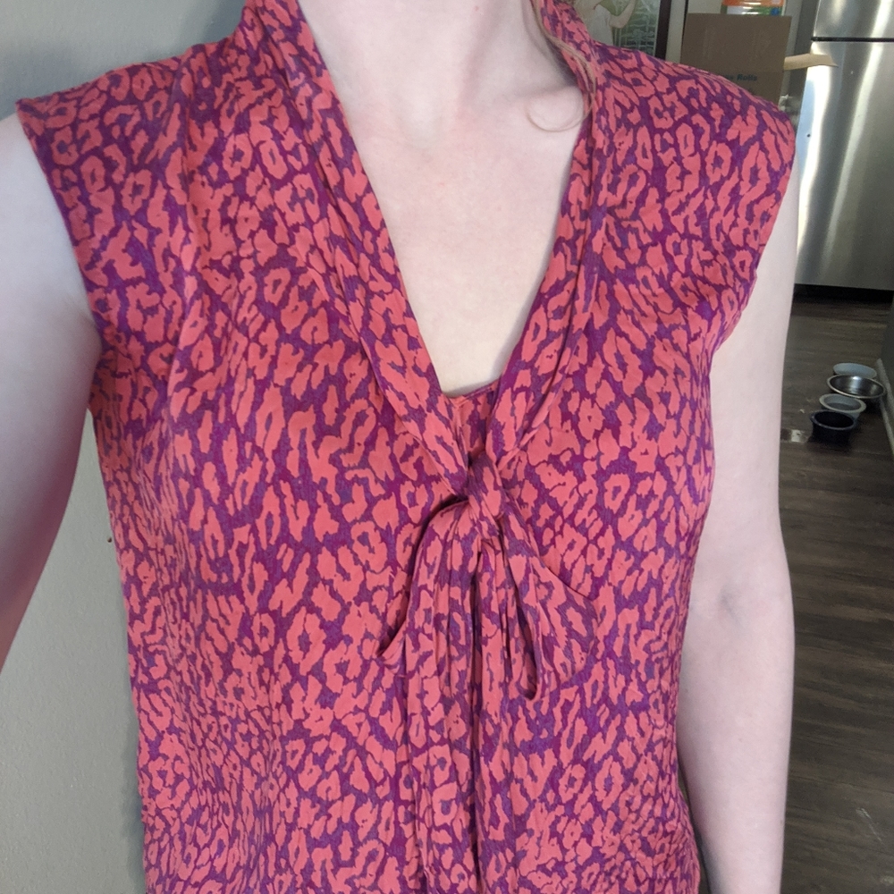 Tucker Leopard Print Tie-Neck Silk Blouse